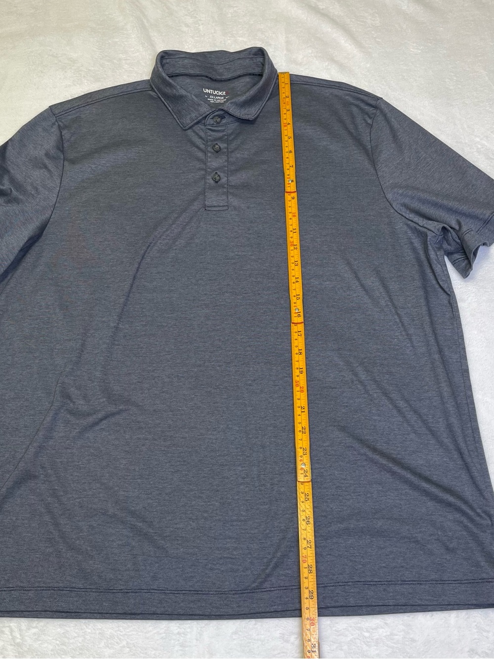 UNTUCKit Men's "Van Der Heyden" Short Sleeve Polo Gray Blue XX-Large 100%Cotton - Picture 8 of 10
